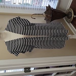 Nadine West Shiela Rose black white stripe open front top vest coverup 2XL NEW…